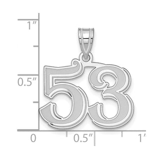 14k White Gold Polished Etched Number 53 Pendant