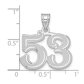 14k White Gold Polished Etched Number 53 Pendant