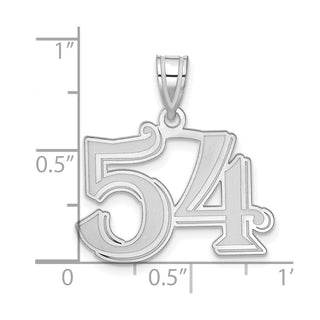 14k White Gold Polished Etched Number 54 Pendant