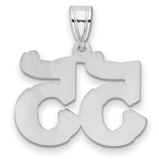 14k White Gold Polished Etched Number 55 Pendant