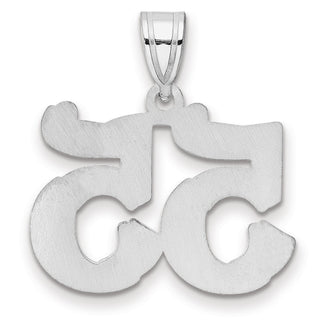 14k White Gold Polished Etched Number 55 Pendant