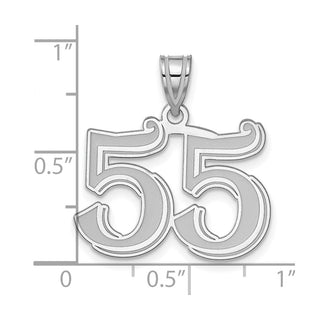 14k White Gold Polished Etched Number 55 Pendant