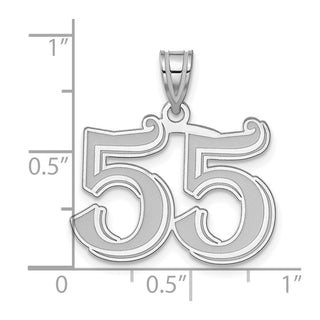14k White Gold Polished Etched Number 55 Pendant