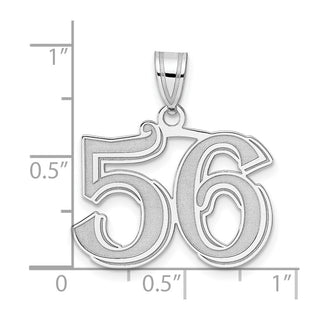14k White Gold Polished Etched Number 56 Pendant