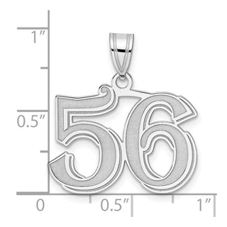 14k White Gold Polished Etched Number 56 Pendant