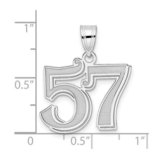 14k White Gold Polished Etched Number 57 Pendant