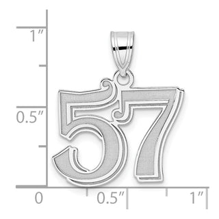 14k White Gold Polished Etched Number 57 Pendant