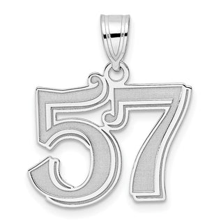 14k White Gold Polished Etched Number 57 Pendant
