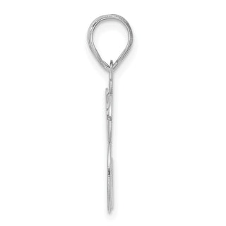 14k White Gold Polished Etched Number 58 Pendant