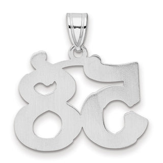 14k White Gold Polished Etched Number 58 Pendant