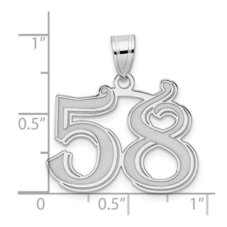 14k White Gold Polished Etched Number 58 Pendant