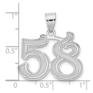14k White Gold Polished Etched Number 58 Pendant