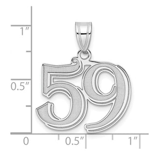 14k White Gold Polished Etched Number 59 Pendant