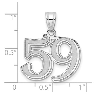 14k White Gold Polished Etched Number 59 Pendant