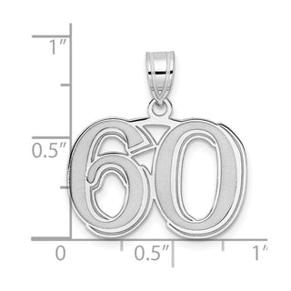 14k White Gold Polished Etched Number 60 Pendant