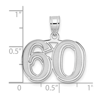 14k White Gold Polished Etched Number 60 Pendant