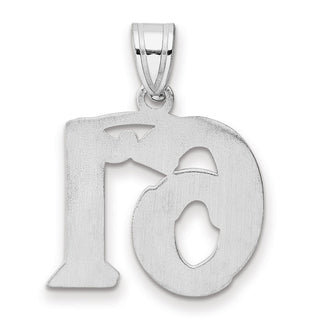 14k White Gold Polished Etched Number 61 Pendant