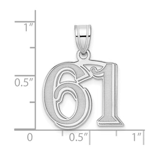 14k White Gold Polished Etched Number 61 Pendant