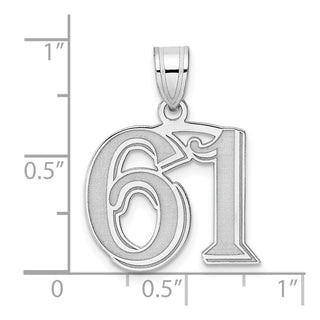 14k White Gold Polished Etched Number 61 Pendant
