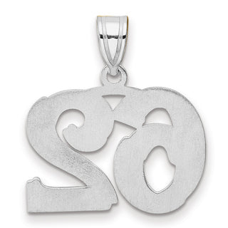 14k White Gold Polished Etched Number 62 Pendant