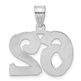 14k White Gold Polished Etched Number 62 Pendant