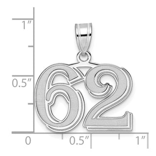 14k White Gold Polished Etched Number 62 Pendant