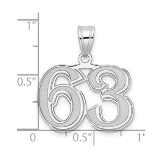 14k White Gold Polished Etched Number 63 Pendant