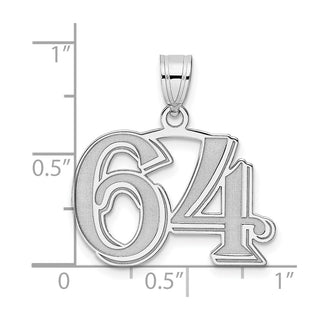 14k White Gold Polished Etched Number 64 Pendant