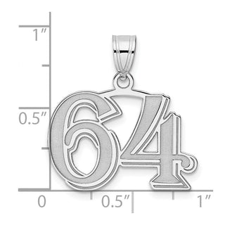 14k White Gold Polished Etched Number 64 Pendant