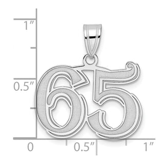 14k White Gold Polished Etched Number 65 Pendant