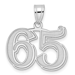 14k White Gold Polished Etched Number 65 Pendant