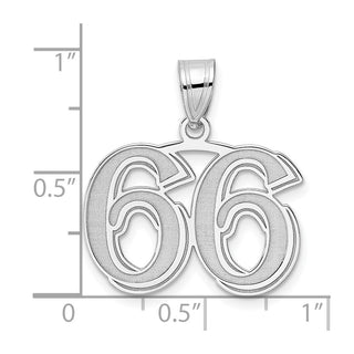 14k White Gold Polished Etched Number 66 Pendant