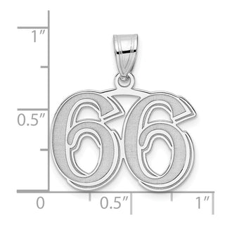 14k White Gold Polished Etched Number 66 Pendant