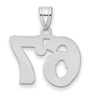 14k White Gold Polished Etched Number 67 Pendant