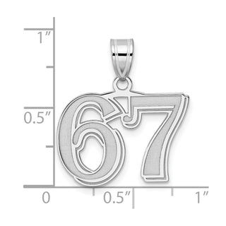 14k White Gold Polished Etched Number 67 Pendant