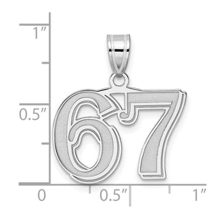 14k White Gold Polished Etched Number 67 Pendant