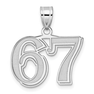 14k White Gold Polished Etched Number 67 Pendant