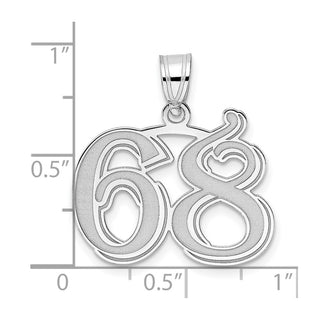 14k White Gold Polished Etched Number 68 Pendant