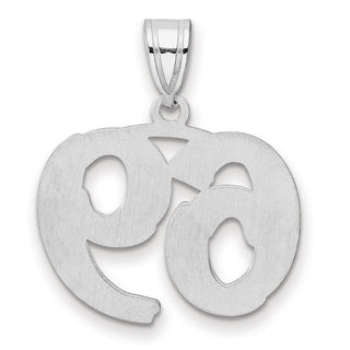 14k White Gold Polished Etched Number 69 Pendant
