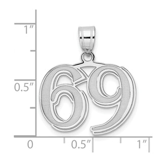 14k White Gold Polished Etched Number 69 Pendant