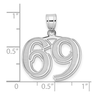 14k White Gold Polished Etched Number 69 Pendant