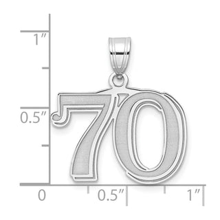 14k White Gold Polished Etched Number 70 Pendant