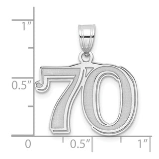 14k White Gold Polished Etched Number 70 Pendant