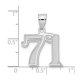 14k White Gold Polished Etched Number 71 Pendant