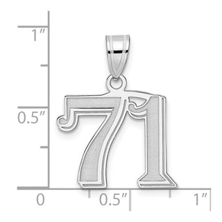 14k White Gold Polished Etched Number 71 Pendant