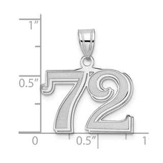 14k White Gold Polished Etched Number 72 Pendant