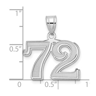 14k White Gold Polished Etched Number 72 Pendant