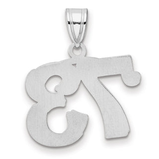 14k White Gold Polished Etched Number 73 Pendant