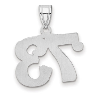 14k White Gold Polished Etched Number 73 Pendant