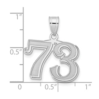 14k White Gold Polished Etched Number 73 Pendant